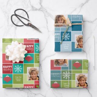 Multi Color Block Christmas 2 Photo Whimsical  Sheets