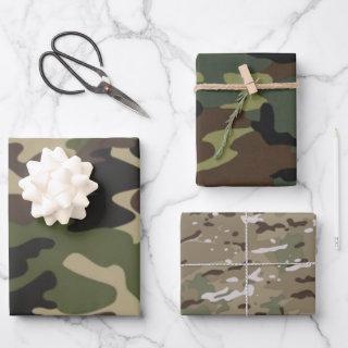 Multi Color Camo Camouflage, Military Pattern  Sheets