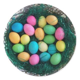 Multi Colored Easter Egg Nest Classic Round Sticker