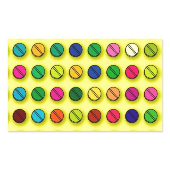 Multi-colored Pills Pattern Rectangular Sticker
