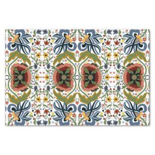 Multicolor Estonian folk art floral pattern Tissue Paper