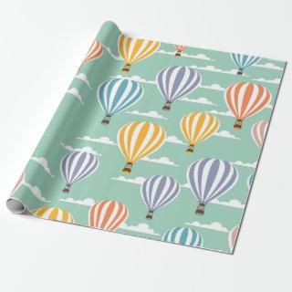 Multicolor hot air balloon Cyan background