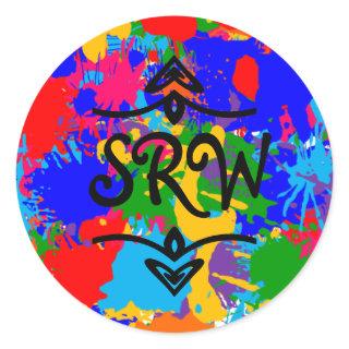 Multicolor Paint Splatter Monogram Sticker