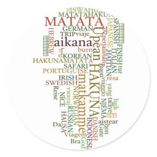 Multilingual Hakuna Matata Global Word Cloud Art Classic Round Sticker