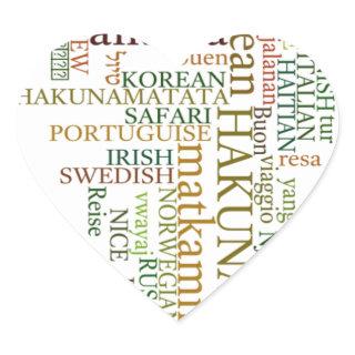 Multilingual Hakuna Matata Global Word Cloud Art Heart Sticker
