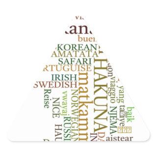 Multilingual Hakuna Matata Global Word Cloud Art Triangle Sticker