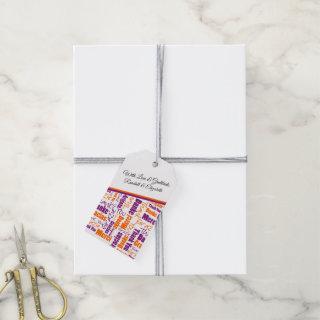 Multilingual Thank You Typography Purple Orange Gift Tags