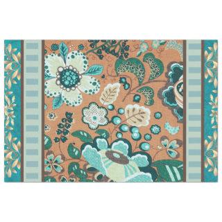 Multiple Patterns, Teal, Green,Rust, Gold, Flowers Tissue Paper