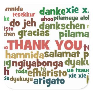 Multiple Ways to Say Thank You in Many Languages Square Sticker