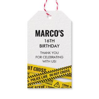 Murder Mystery Party with Yellow Crime Scene Tapes Gift Tags