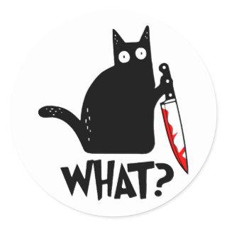 Murderous Cat With Knife Classic Round Sticker