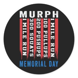 Murph Challenge American Memorial Day Workout Gym  Classic Round Sticker