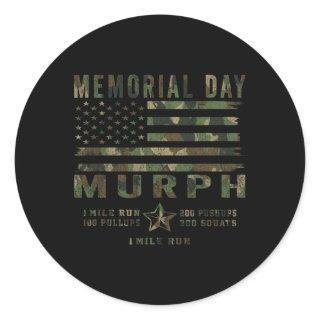 Murph Challenge Memorial Day Workout Gym Us Patrio Classic Round Sticker