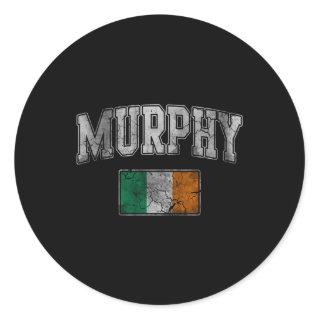 Murphy Irish Flag Ireland St Patricks Day Distress Classic Round Sticker