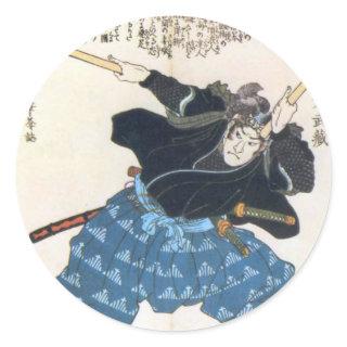 Musashi Miyamoto 宮本 武蔵 with Two Bokken Classic Round Sticker