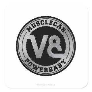 Muscle Car V8 Square Sticker