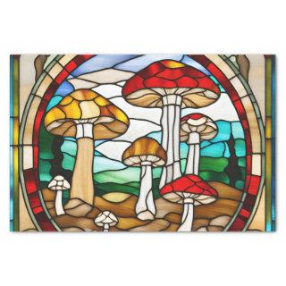 Mushroom Cottage Stained Glass Decoupage  Tissue Paper