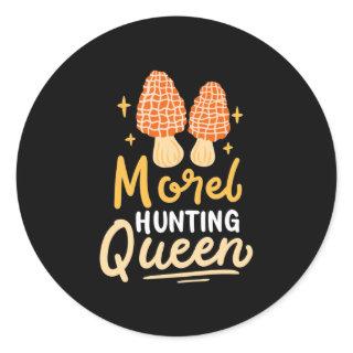 Mushroom Morel Hunting Queen Classic Round Sticker