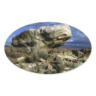 Mushroom Rock Color Photo Oval Sticker