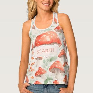 Mushroom Watercolor Colorful Personalized Pattern Tank Top