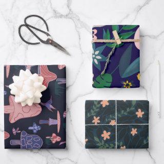 Mushrooms and Floral  Set of Three