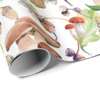 mushrooms in a soft watercolor pattern