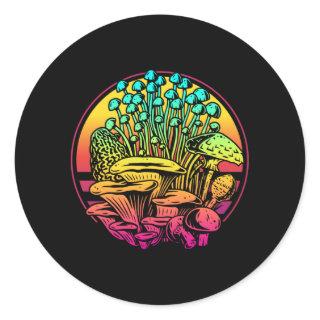 Mushrooms Vaporwave Classic Round Sticker