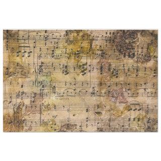 Music Floral Grunge Decoupage Tissue Botanical Tissue Paper