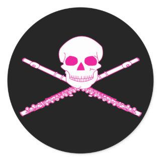 Music Flute Skull Round Musical Stickers