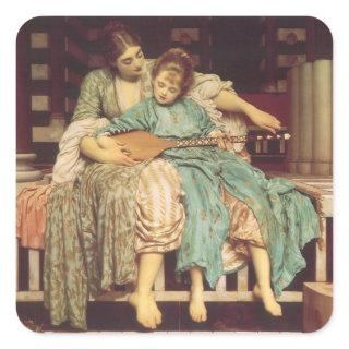 Music Lesson by Lord Frederic Leighton Square Sticker