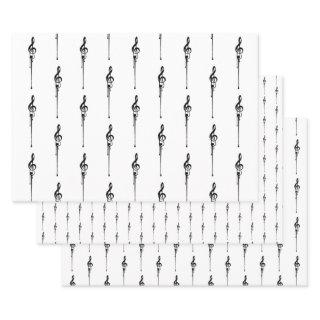 Music Motif Melting Treble Clef Black and White  Sheets