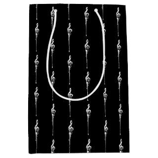 Music Motif Melting Treble Clef White and Black Medium Gift Bag