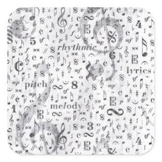Music Note Pattern Music Theme Square Sticker