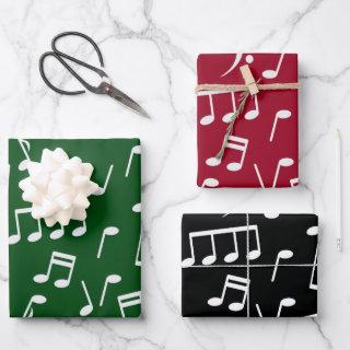 Music Notes Pattern in Red, Green, Black Assorted  Sheets