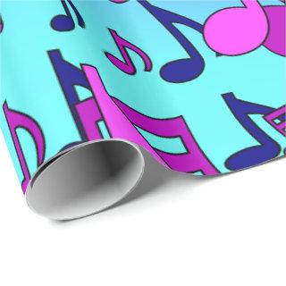 Music Notes Pink Blue Purple Aqua Design