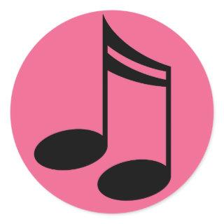 Music Notes Pink Round Stickers