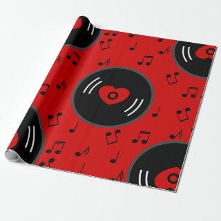 music notes vinyl record heart red