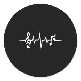 Music Pulse Notes Clef Frequency Wave Sound Classic Round Sticker