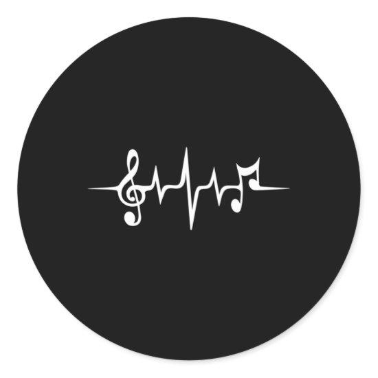 Music Pulse Notes Clef Frequency Wave Sound Classic Round Sticker