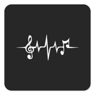 Music Pulse Notes Clef Frequency Wave Sound Square Sticker