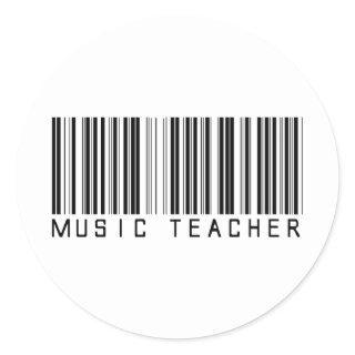 Music Teacher Bar Code Classic Round Sticker