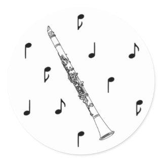 Musical Clarinet Classic Round Sticker
