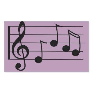 Musical notation treble clef and staff rectangular sticker