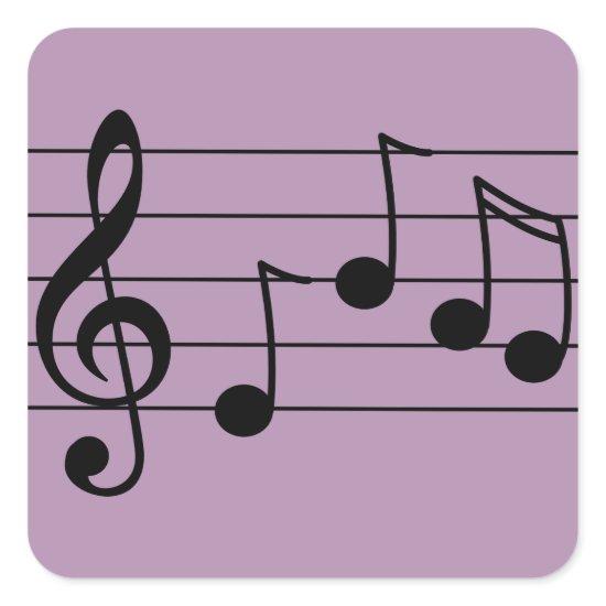 Musical notation treble clef and staff square sticker