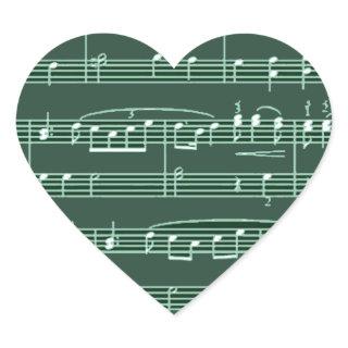 musical note patterned heart sticker