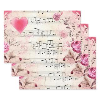 Musical Notes and Roses Vintage Design  Sheets