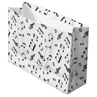 Musical Notes Black and White Large Gift Bag