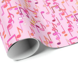 Musical Notes print - pink, multi