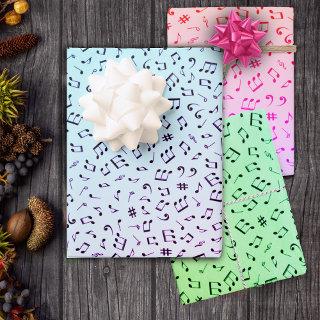 Musical Theme Various Music Notes Colourful  Sheets