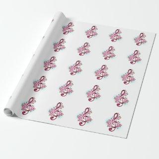 Musical treble clef notes with Sakura flowers